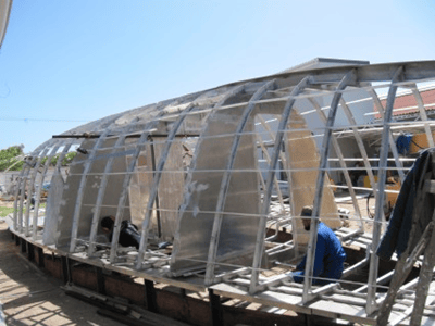 Framing the aluminum hull of S/V Eva