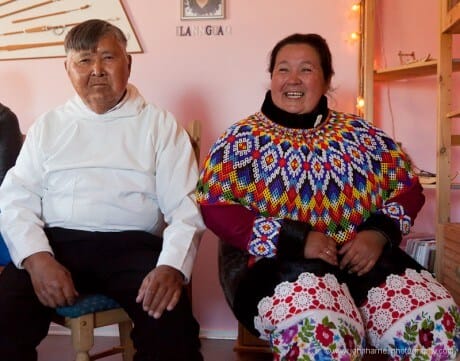 A Greenlandic couple in traditional costumes