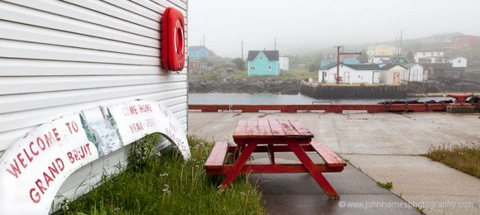 Welcome to Grand Bruit, Newfoundland sign reading Tiny But Beautiful