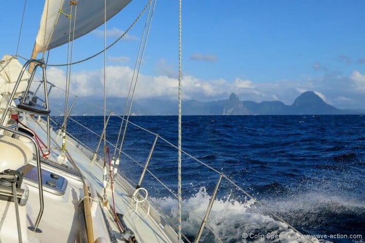 Tacking in to the Pitons, St Lucia.