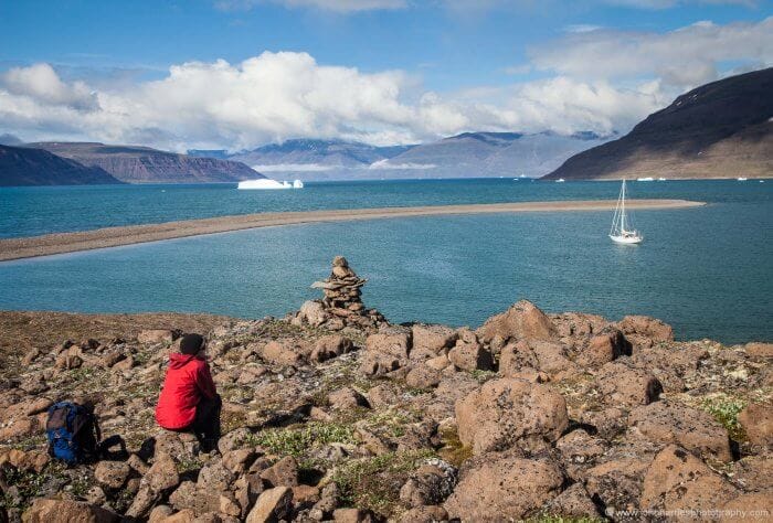 Phyllis looks out over "home", Greenland west coast 2011.