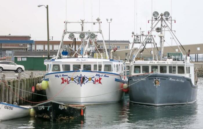 A pair of immaculately kept lobster boats in Yarmouth.