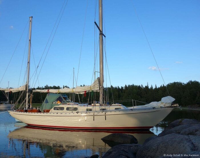 Andy and Mia's Allied Seabreeze Yawl, "Arcturus" that they re-rigged entirely with Dux,