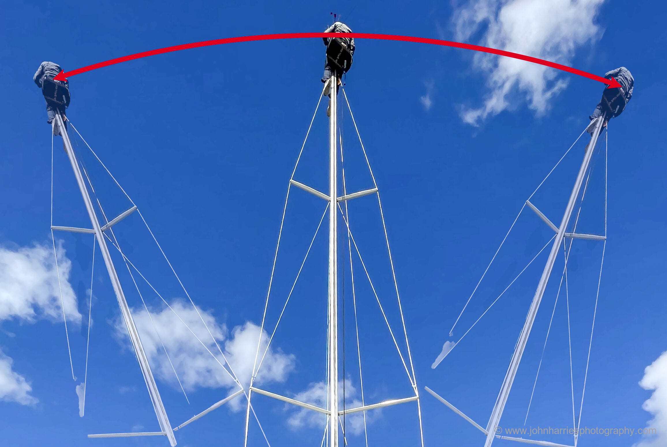 Going Up The Mast at Sea - Attainable Adventure Cruising